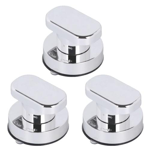 Felimore Suction Cup Door Knobs, Handles, Knobs for Sash, Windows, Bathrooms, and Toilets, No Installation Required, Set of 3 (Silver)