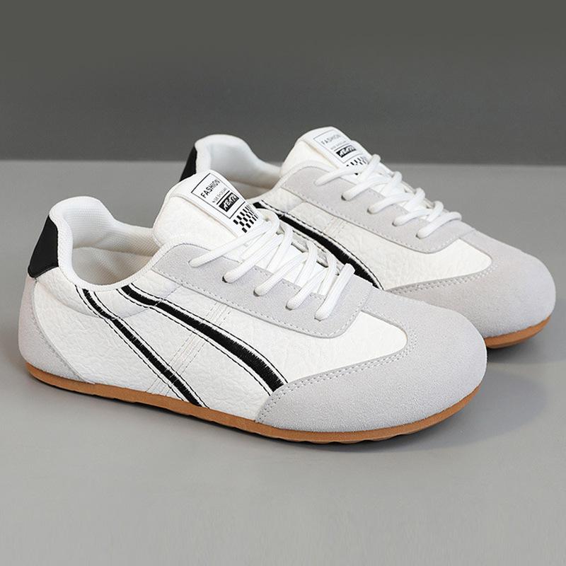 Women's Casual Single Shoes Retro Color Matching Lace-up Casual Sports Shoes Casual Shoes Flat-bottomed German Training Running Shoes