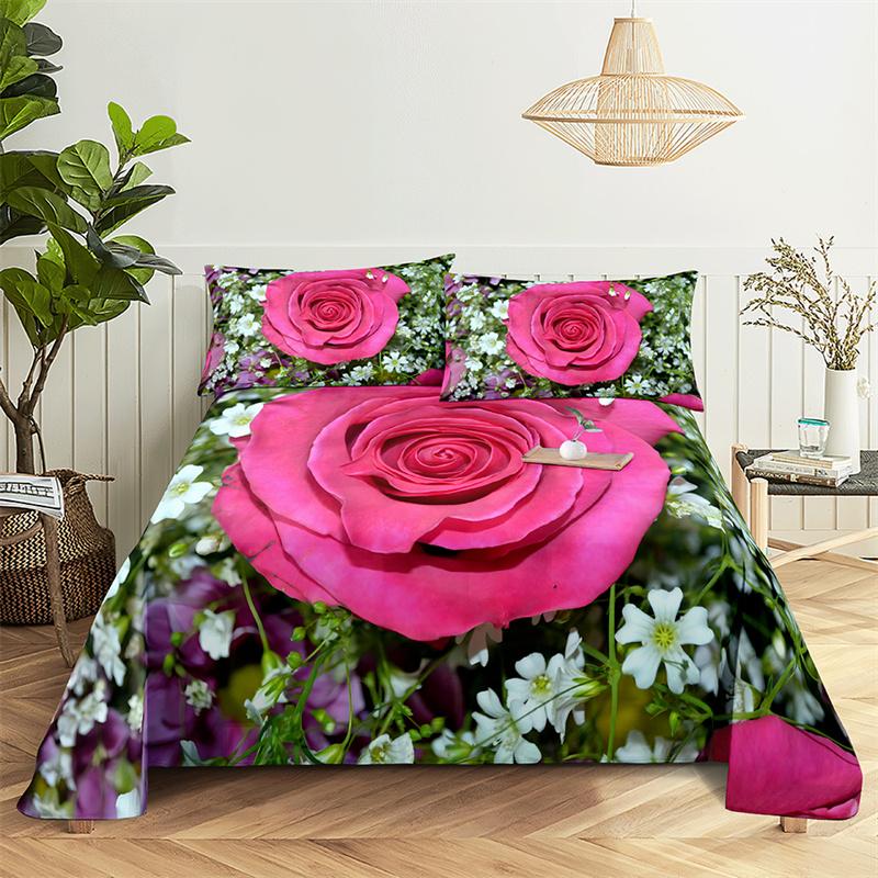 Home Bedsheets Luxury Rose Single Bedsheet Fashion Design Flowers Sheets Queen Size Bed Sheets Set Bed Sheets and Pillowcases