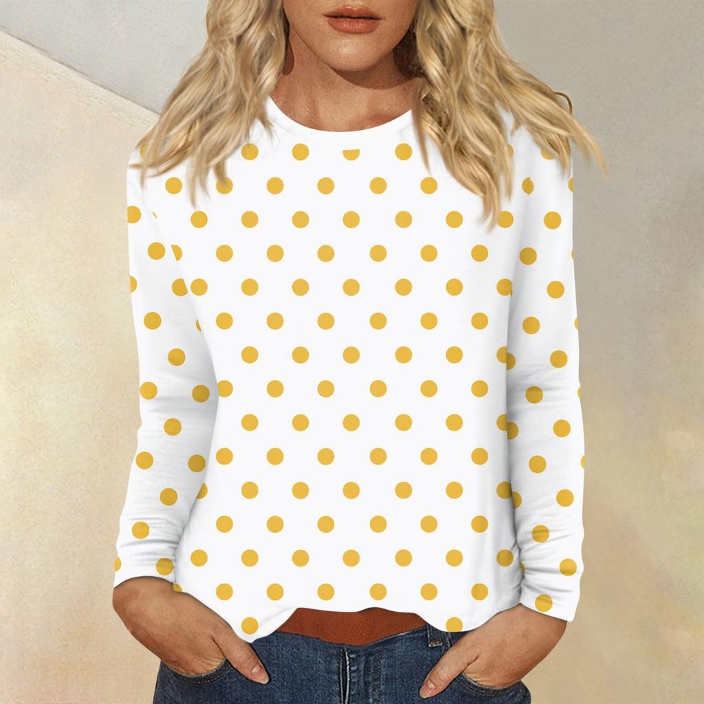 Damen Täglich Lässig Langärmlig Bedruckt O-Ausschnitt Oberteil