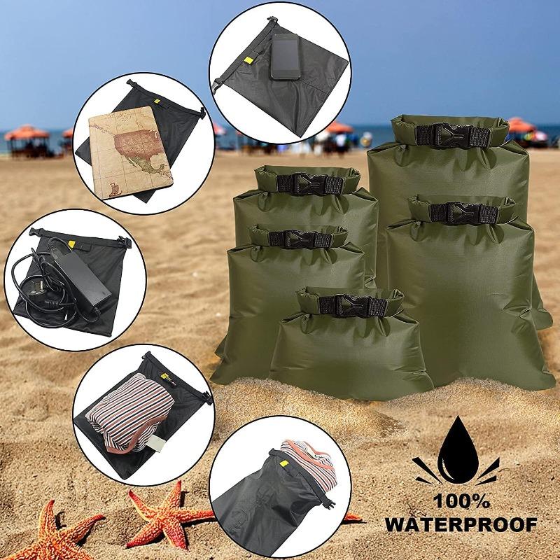 5Pcs Waterproof Dry Bags, 1.5L /2.5L /3.5L /4.5L /6L Lightweight Dry Sacks Portable Dry Bag for Outdoor Hiking Fishing Camping Use (Green)