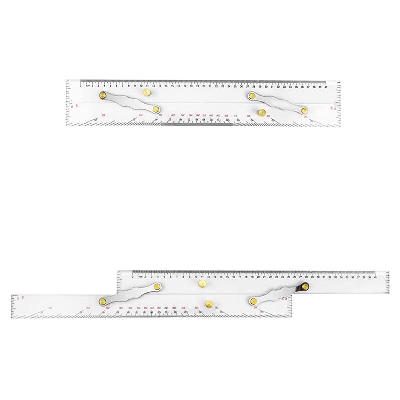 AA58 Régua Paralela Marinha Escalas Transparentes, Pontos de Mapeamento para Puxar Régua Paralela 450MM, Régua Paralela para Cartas Náuticas para Barco