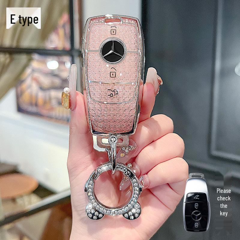 High-End Key Case for 25 Mercedes-Benz Models: E300L, C260L, GLC, GLS, EQE, A-Class - Elegant Design for Women