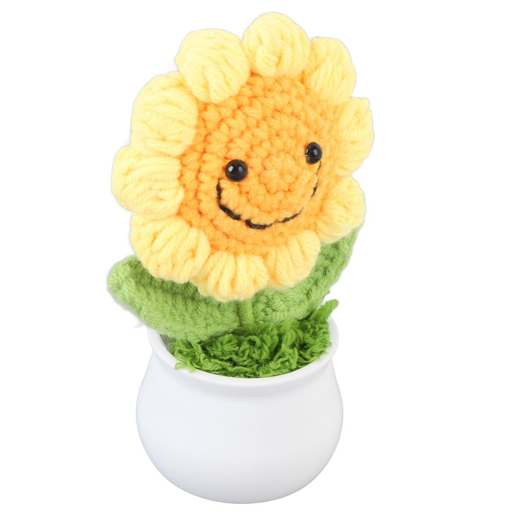 Crochet Sunflower Cute Knitted Sunflower In Pot Mothers Birthday Gift Office Desk Decor
