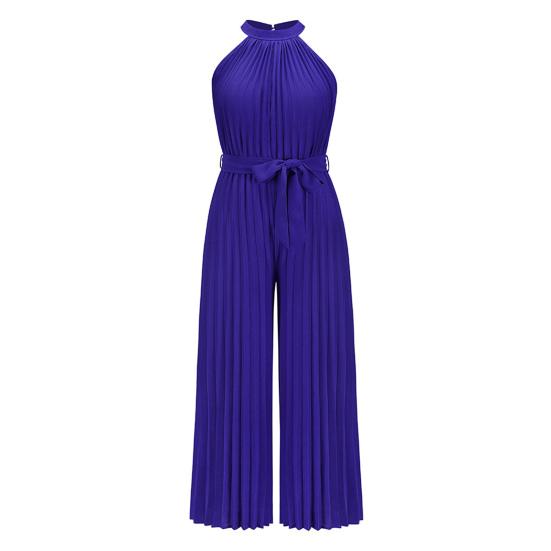 

Женский комбинезон с лямкой на бретельках, плиссированный летний комбинезон на шнуровке с широкими штанинами, уличная одежда M темно-синий