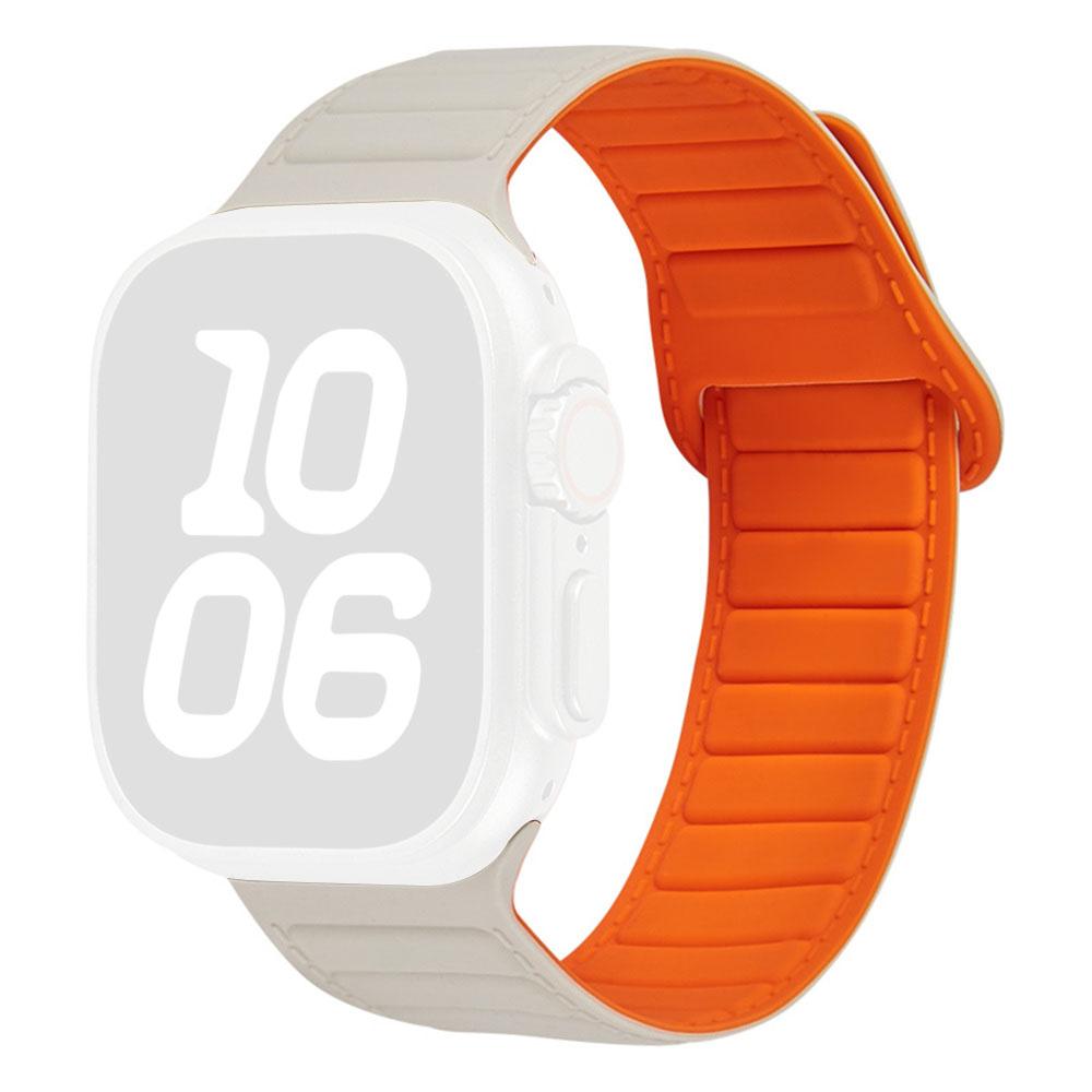 Stitched Line Pattern Silicone Strap for Apple Watch Series 11 10 42mm / 9 8 7 41mm / SE3 SE2 SE 6 5 4 40mm / 3 2 1 38mm Loop Magnetic Watch Band