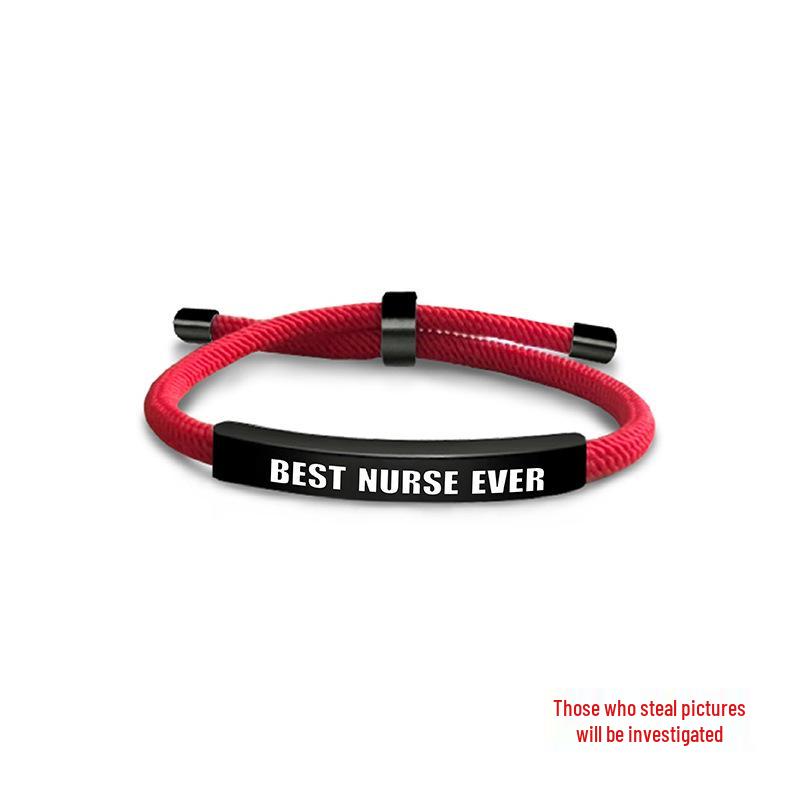 Multi-Color Engraved Stainless Steel Rope Bracelet: Nurse's Day Commemorative Christmas Gift