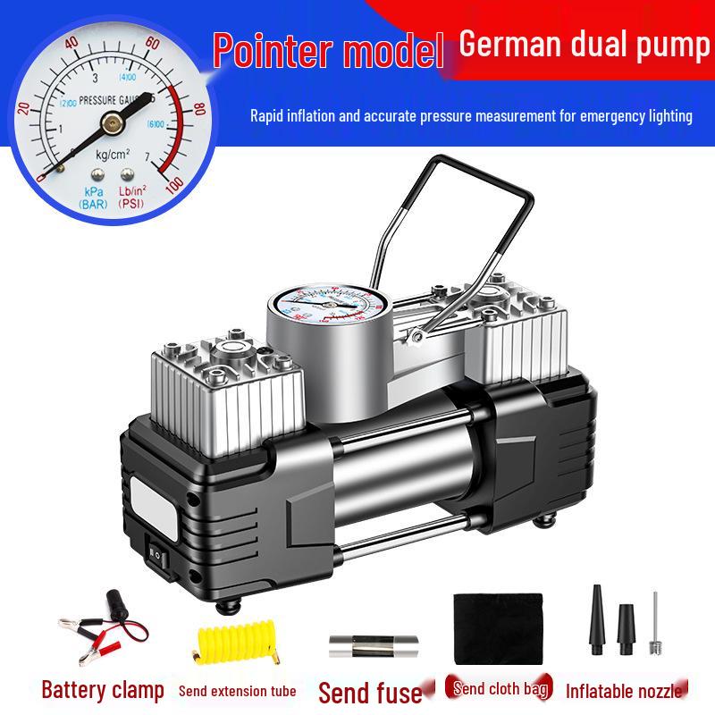 Мощный портативный автомобильный двухцилиндровый компрессор 12В