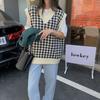 Gilet di media lunghezza lavorato a maglia con motivo Thousand Bird Donna Versione coreana Nuovo maglione con scollo a V versatile e allentato Pullover Canotta femminile