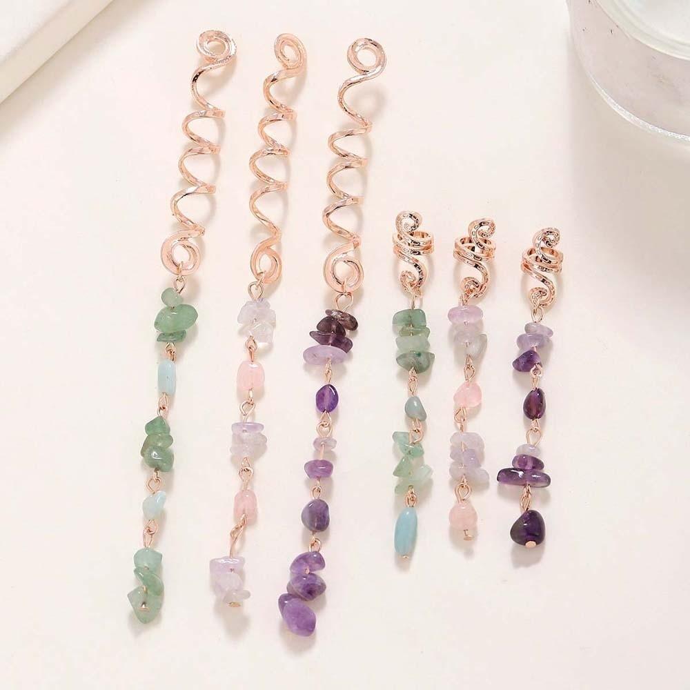 Styling Hair Accessories Dreadlock Hair Jewelry Hip-hop Long Tassel Colored Stone Pendant Sweet DIY Hair Charms