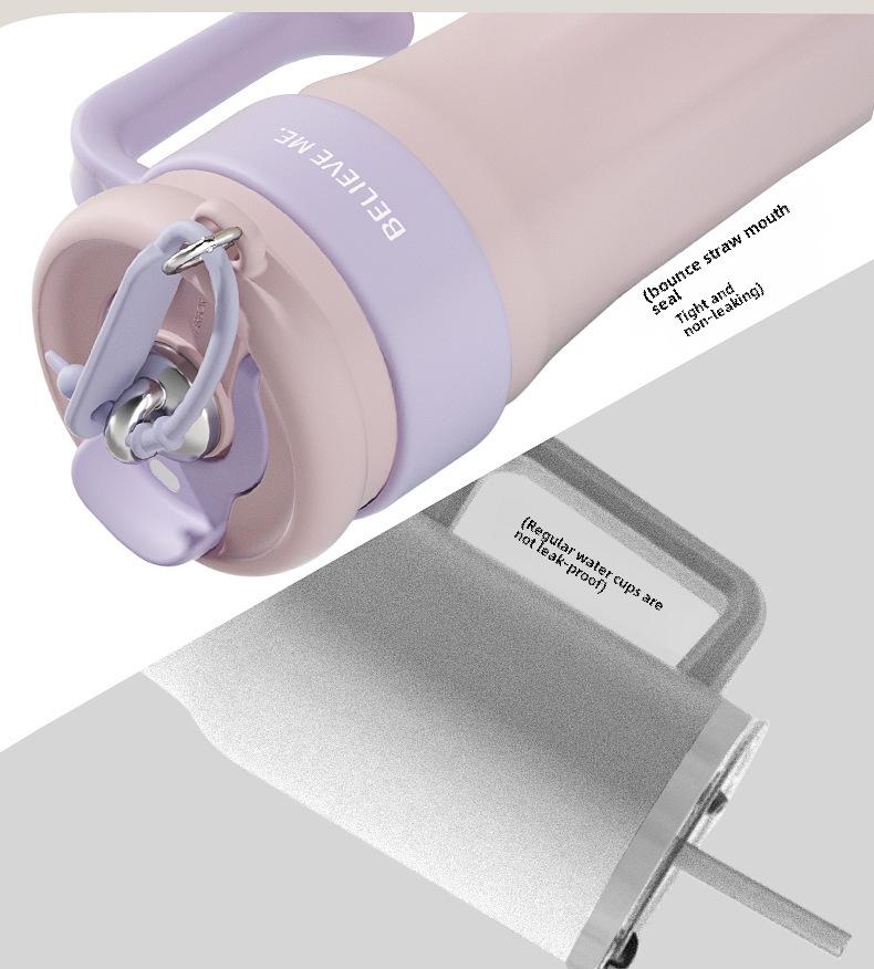 High-Capacity 316 Stainless Steel Thermos Cup with Straw for Outdoor Use