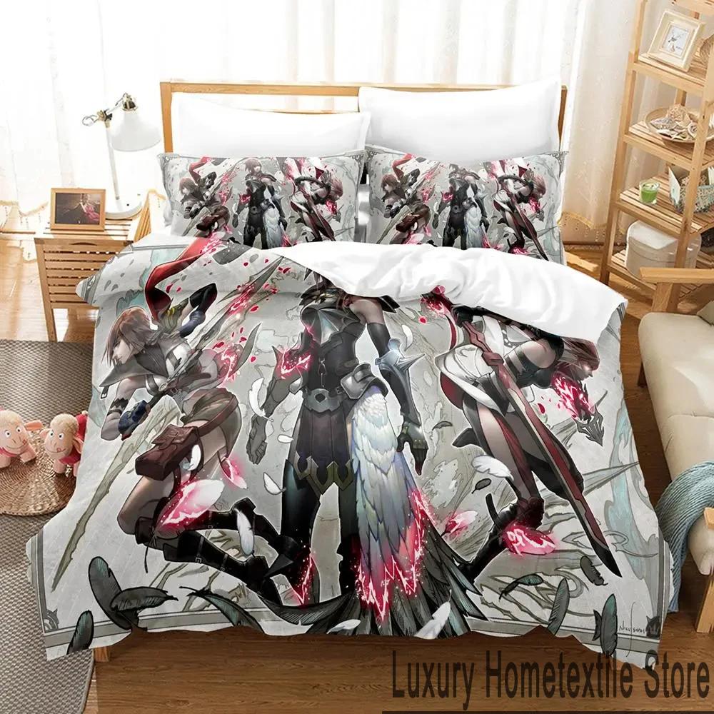 3D Print Anime Game FINAL FANTASY XIII-2 Bedding Set Boys Girls Twin Queen King Size Duvet Cover Pillowcase Bed Boys Adult