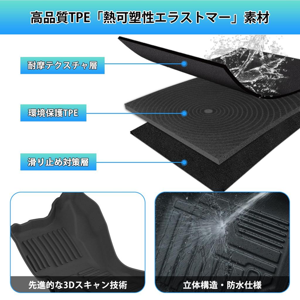 Cartist 3D Floor Mats for Daihatsu New Atrai 2021 Present October 2022 Present 3D TPE Custom Easy Protective Car First 3PSC Set S700V/S710V (December