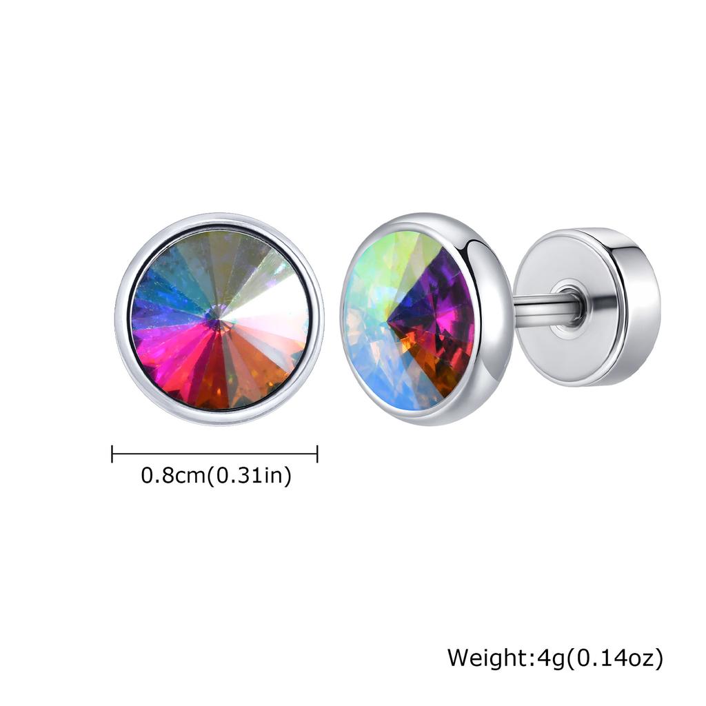 Anti Allergy Round Zircon Stud Earring for Men,AAA CZ Stone Stainless Steel Ear Stud,Hip Hop Classic Jewelry Gift