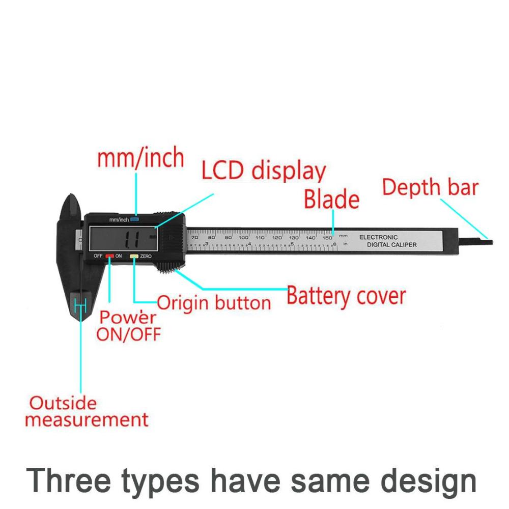 Measuring Tool Electronic Precision LCD Gauge Digital Vernier Caliper Micrometer Stainless Steel
