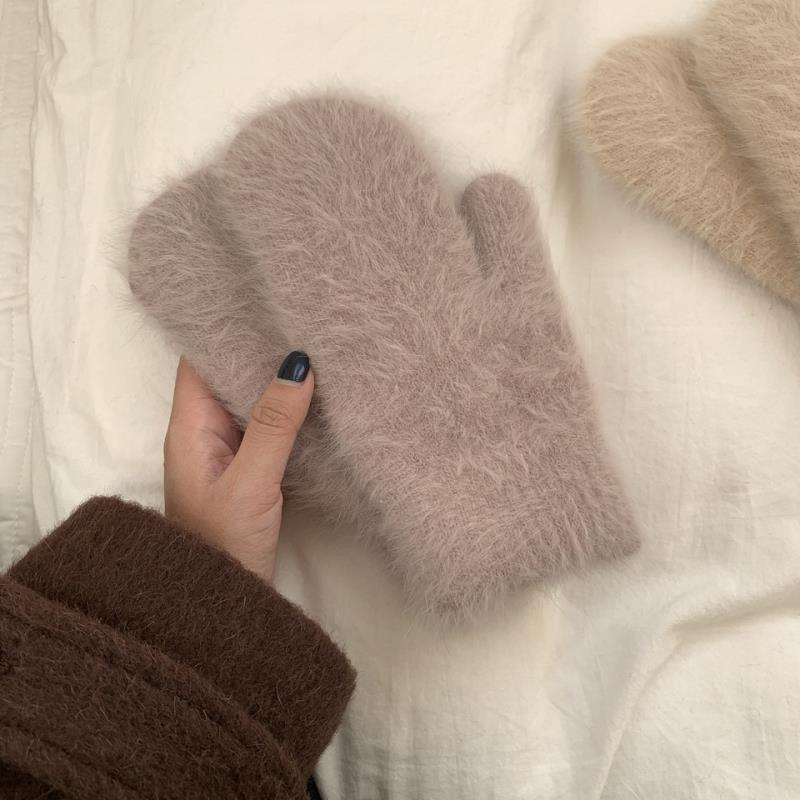 

Женские перчатки зимние милые студенческие теплые перчатки высококачественные антифризовые велосипедные перчатки искусственная норковая шерсть ворсистые утолщенные перчатки One Size