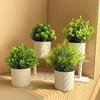 Mini Potted Fake Plants Artificial Greenery Plants Plastic Eucalyptus In Pot For Home Office Desk Coffee Table Farmhouse Decor