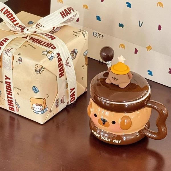 Give Girls Birthday Gifts Ins Cute Cartoon Bear Ceramic Mug Girlfriend Children Meaningful Gift Box