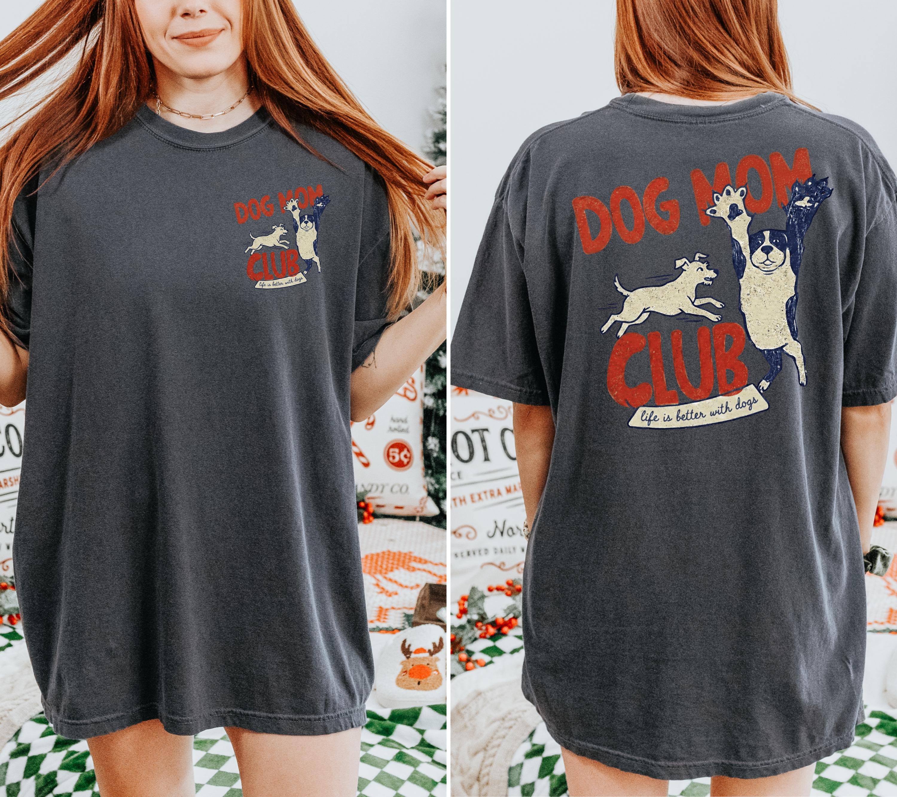 

Summer Womens Dog Mom Club Retro Funny TShirt Cotton and Breathable Short Sleeve Streetwear Oversized Loose Casual 4XL