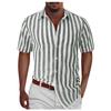 Mens Casual Lightweight Striped Short Sleeve Shirt Button Down Cotton Dress Shirt