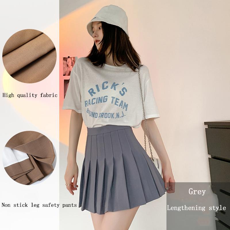 Plissert skjørt Dame Sommer Hvit Kort skjørt Japansk Høy midje Slim Høst og Vinter Rutete Stor A-linje Halvskjørt Forlenget