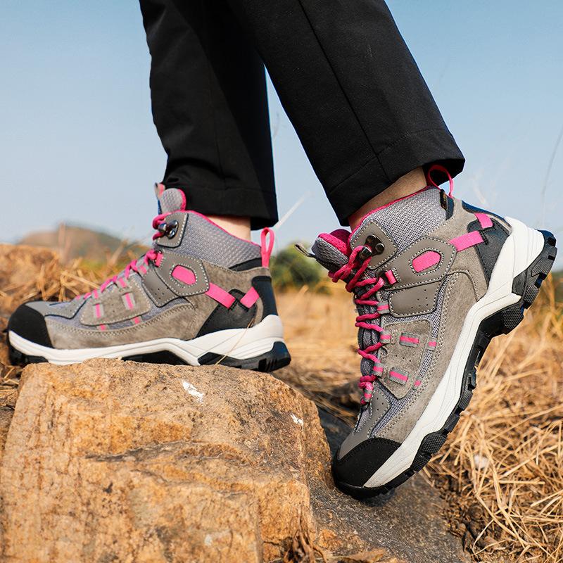 Hantu hiking shoes women's spring and autumn waterproof and non-slip shoes high-top outdoor women's shoes professional climbing shoes tactical hiking