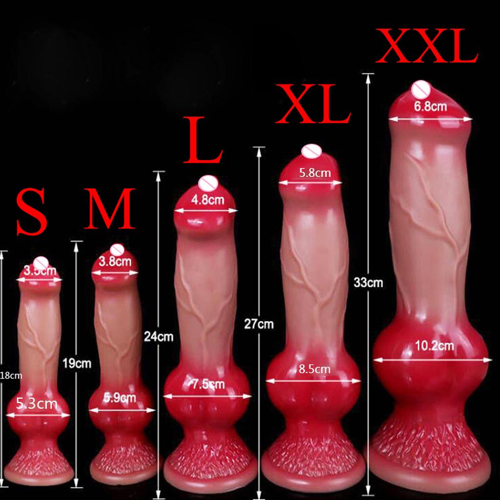 Liquid Silicone Shaped Dog Dildo Rear Anal Plug Dildo Female Masturbator Sex Products