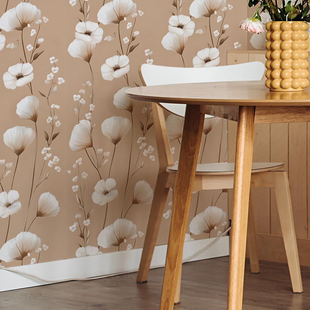 Flowers Bedroom Living Room Background Home Beautification Decoration Non-woven Wallpaper