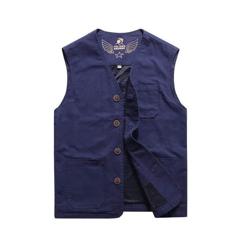 

Мужской жилет размера плюс 8xl из чистого хлопка, тонкий жилет с несколькими карманами, жилет для отдыха на открытом воздухе, военный жилет для рыбалки и альпинизма XXXXXL ультрамарин синий