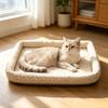 Quilted Cat Bed Breathable Floral Pet Lounger Machine Washable Pet Bed with Raised Edges for Cats Small Dogs