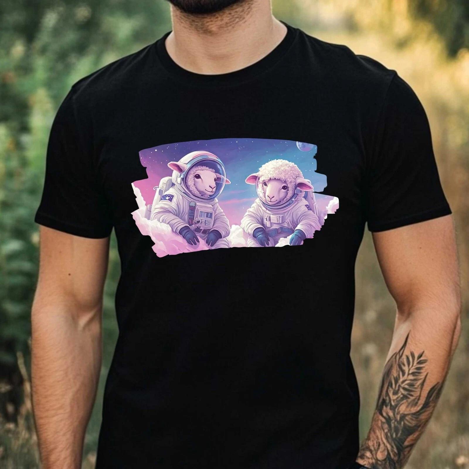 T-Shirt Herren Schaf als Astronaut Motiv Baumwolle Größe XS bis 5XL XS