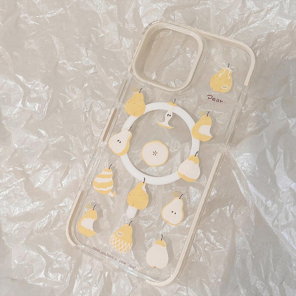 Yellow Pear Magnetic Stand 16Promax Transparent for IPhone17 Phone Case 14 for 13 Niche 12 Anti-fall
