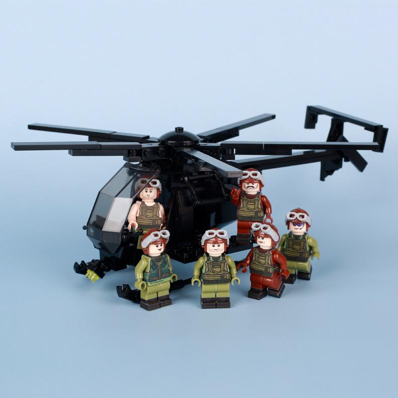 Military Series Birdie Helicopter Rescue Aircraft Fighter Assembled Toy Model Compatible With Small Particles