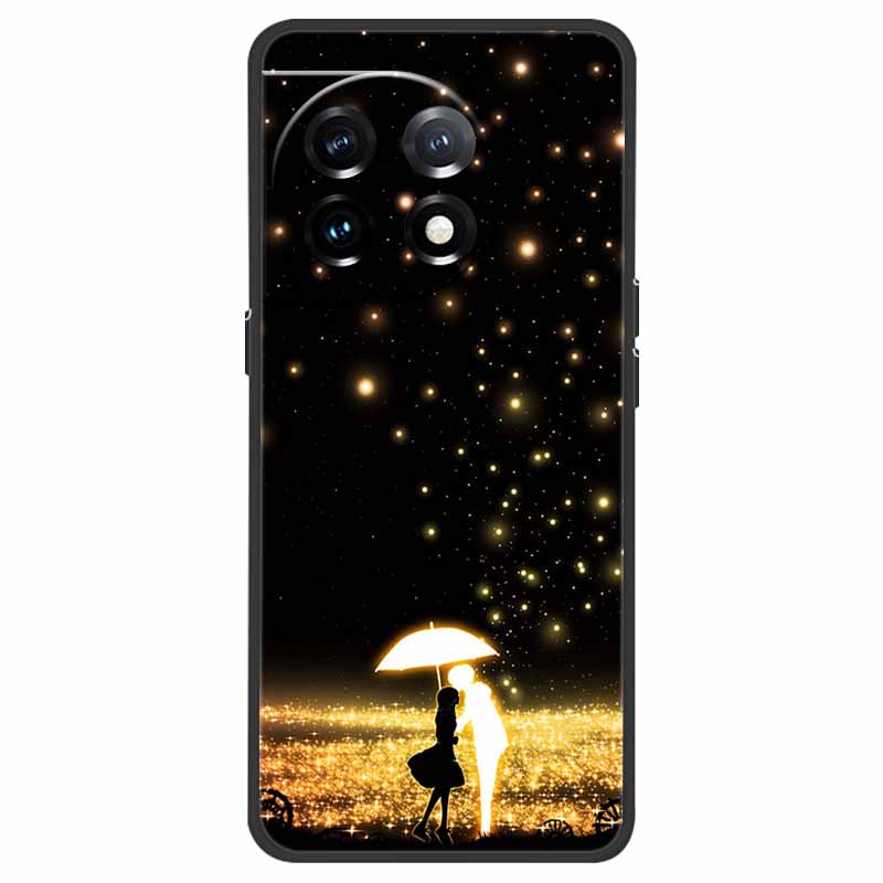 For OnePlus 11 5G Case One Plus 11R Flower Marble Black Bumper Soft TPU Silicone Cover for OnePlus 11 / 11R 5G Phone Cases Capas