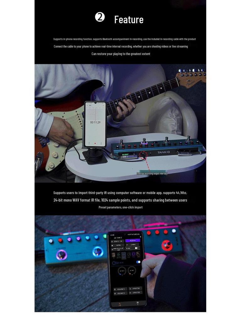 M-VAVE TANK-G Electric Guitar Effects Pedal with Delay and Reverb