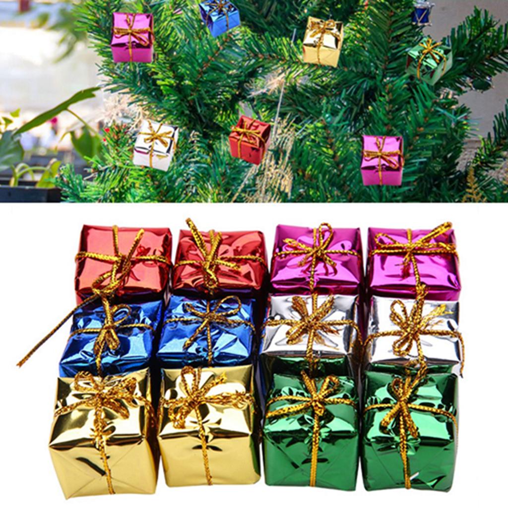 12PCS Colorful Gift Box Pendant with Fashion Design, Xmas Party Decor, Made of Foam Material, Safe and  for Christmas Tree