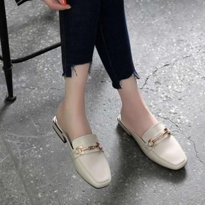 Thick Heel Bag Head Half Slippers Women's 2025 Summer Fashion Cool Slippers Women's New Women's Half Slippers Women's Going Out