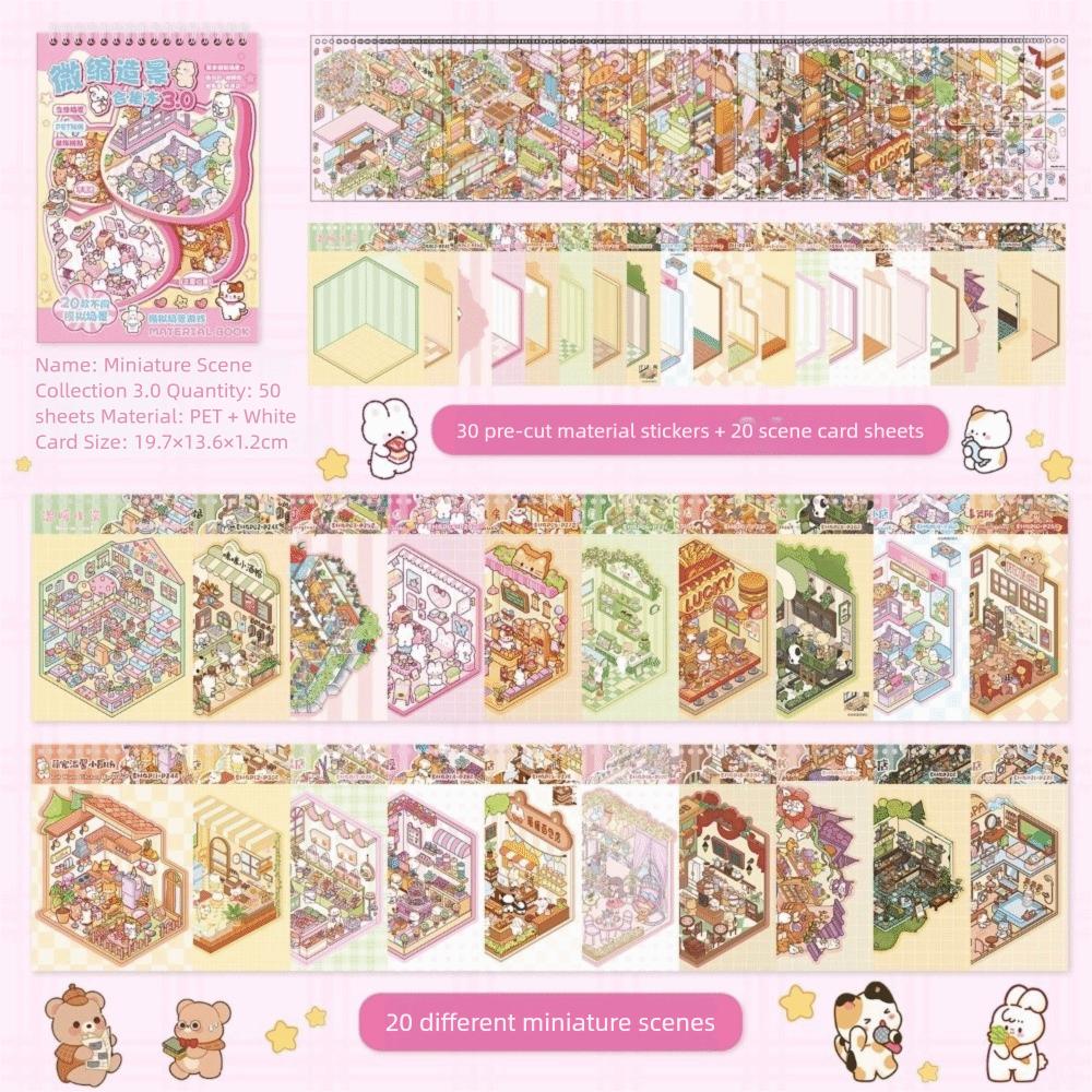 

Visual Stacking Miniature Scene Collection PET DIY Toy Game Stickers Children Gifts Pink