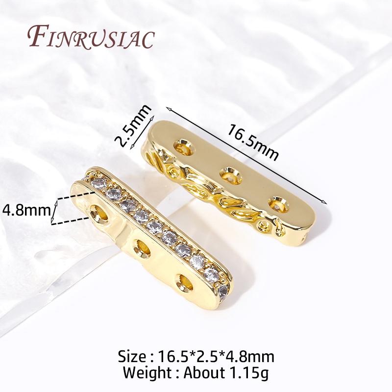 

DIY Beading Jewellery Making Components 3 Holes Separators for Beads,18K Gold Plated Inlaid Zircon Beads Spacer Bar Separators 2 Pieces
