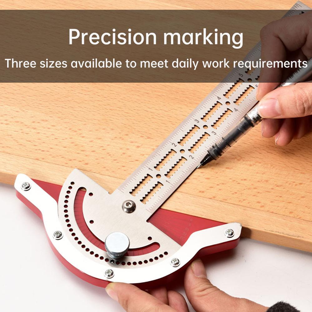 10/15/20 Inches Stainless Steel Protractor Multi-Angle Free Adjustment Precision Carpenter Measuring Tool Woodworkers Edge Ruler
