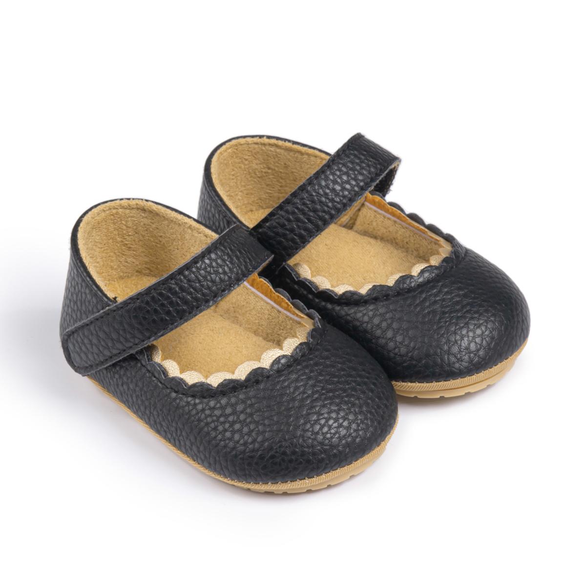 

Meckior Baby Boys Girls Shoes Infant Leather Rubber Sole Anti-slip Toddler First Walkers Crib Shoes Newborn Girl Princess 12-18 months чёрный