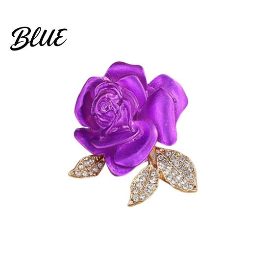 Decorative Brooch Pin 3D Rose Flower Shape Sparkling Rhinestones Inlaid