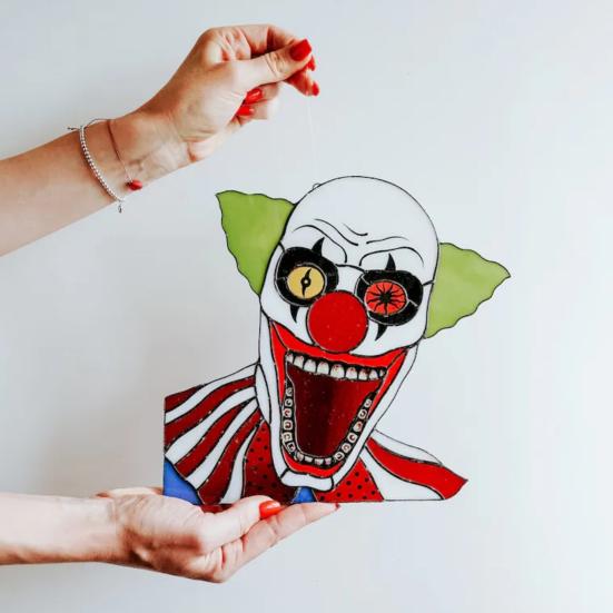 Window Clown Decoration Gothic Acrylic Colorful Clown Ornament Window Corner