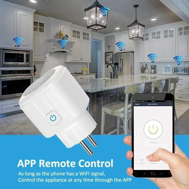 16A/20A Smart WiFi Plug EU Tuya Socket Power Monitor Timing Function Voice APP Control Compatible Alexa Google Home Smart Life