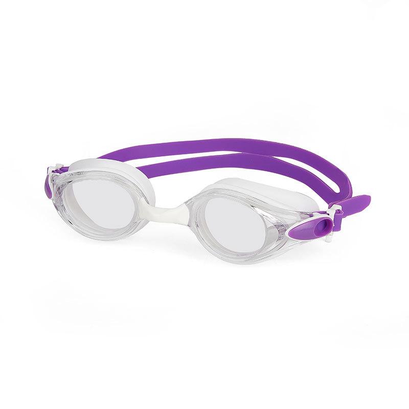Swimming Goggles PC Anti-fog electroplated high-definition silicone swimming goggles for teenagers and adults are selling well Purple-white flat light+E