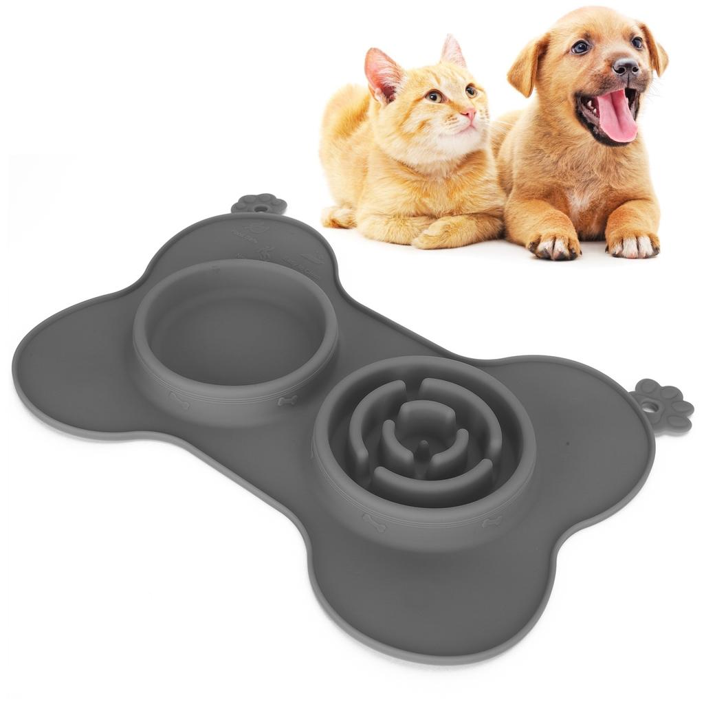 Portable Pet Dog Feeding Bowls Silicone Puppy Cat Eating Feeder Dish Bowl Pet SuppliesGrey