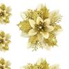 10x Christmas Poinsettia 14.5cm Ornaments Xmas Artificial Flowers for Wreath New