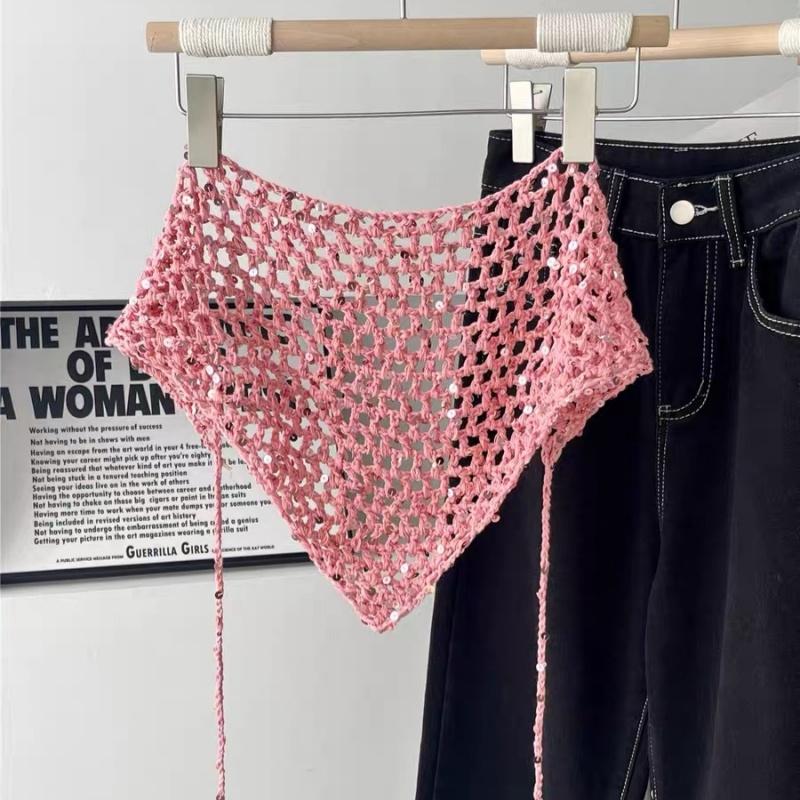 Versatile Sequined Knit Beanie and Triangle Scarf Belt Set for Fashionable Winter Dressing