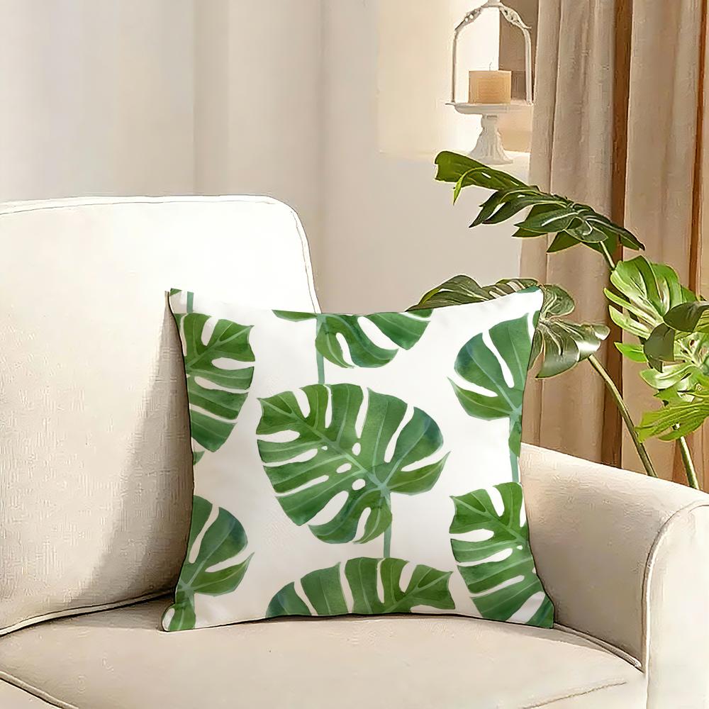 Modern Style Leaf Cushion Cover Reversible Plush Pillow Cover Soft Fluffy Home Decor for Sofa Bedroom