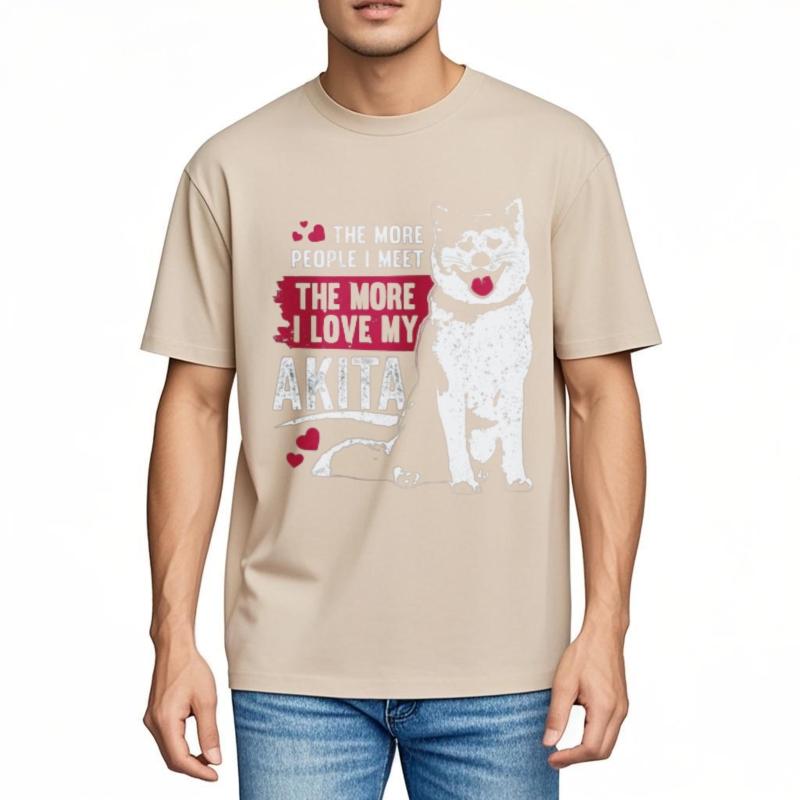 New Arrived For Man Oneck T Shirt The More People I Meet The More I Love My Akita Minimalist Women Tshirt Comfort Tshirt